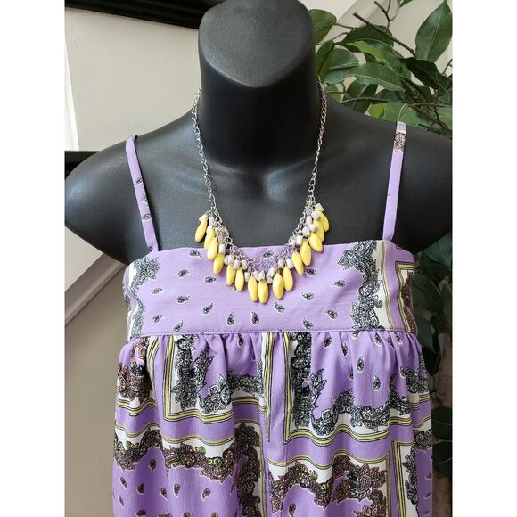 Toxik3 Jumpsuit Womens Small Purple Paisley Sleeveless Pockets Adjustable Strap - Picture 11 of 16